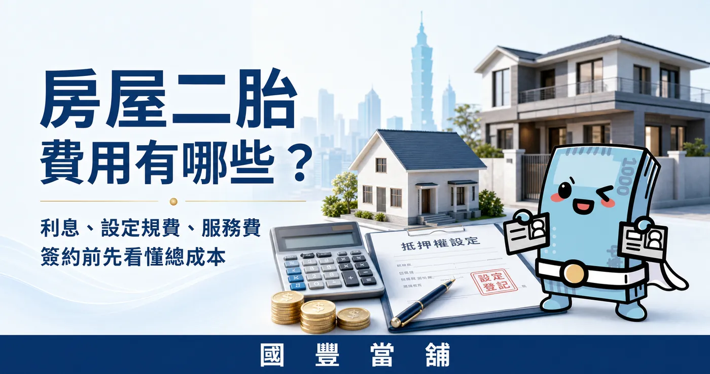 房屋二胎費用有哪些，說明利息、設定規費、服務費與總成本，國豐當舖