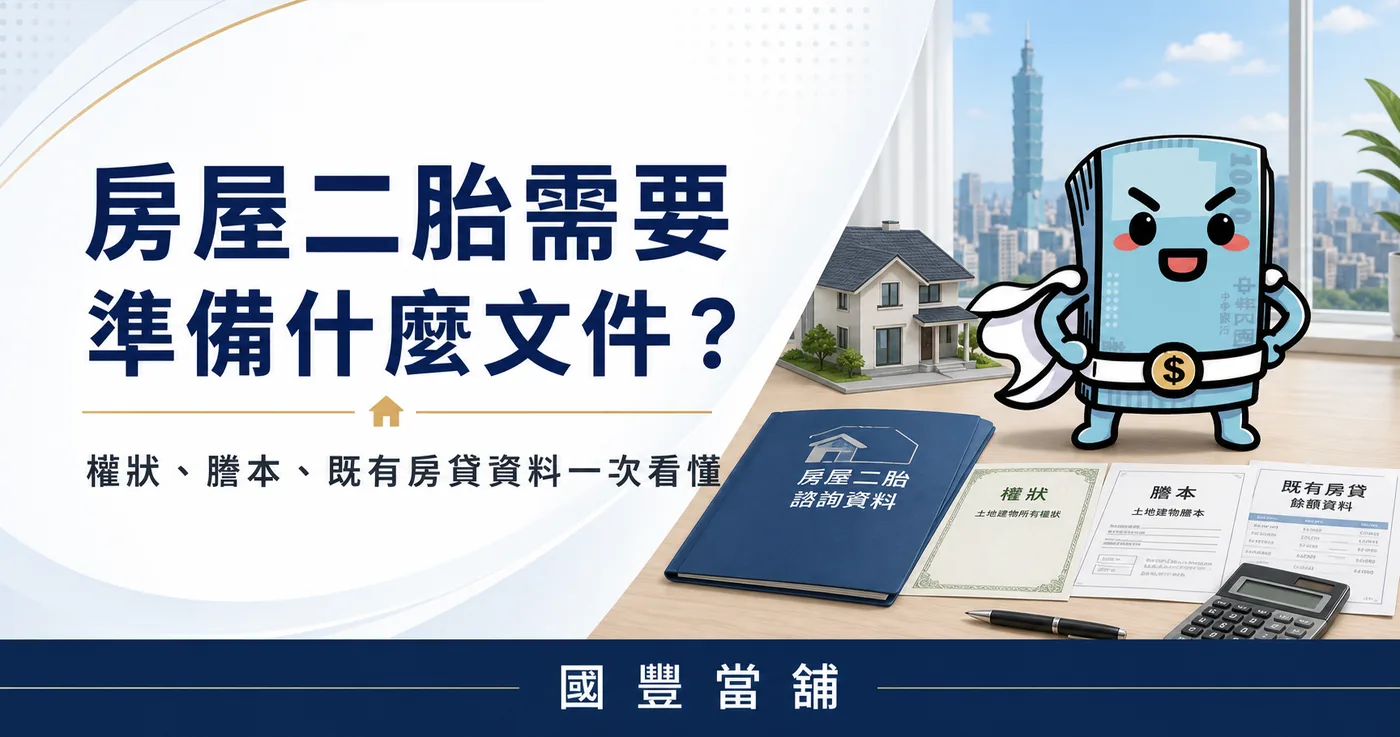 房屋二胎需要準備什麼文件，權狀、謄本與既有房貸資料說明，國豐當舖