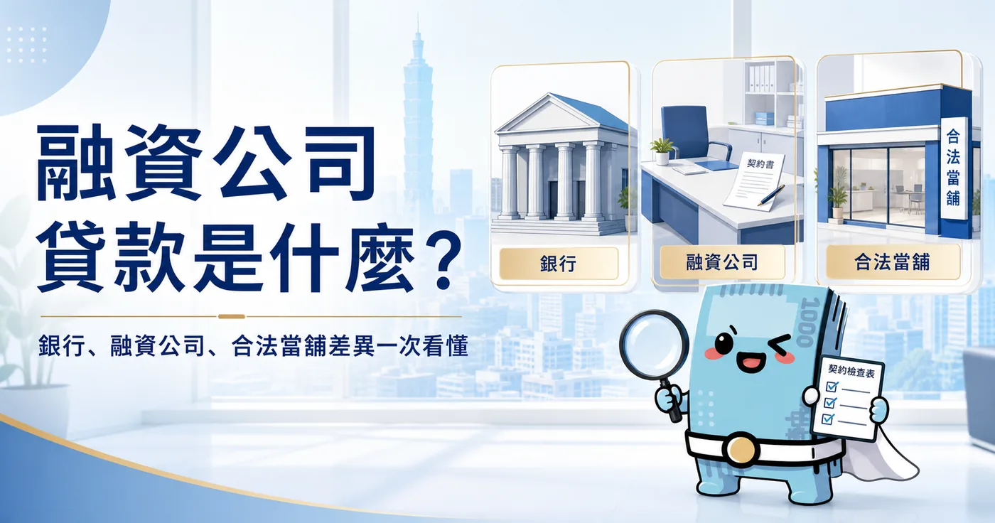 融資公司貸款是什麼,銀行、融資公司與合法當舖差異比較